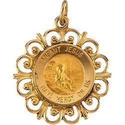 14K Yellow Gold Round Infant Jesus Pendant Medalyellow 