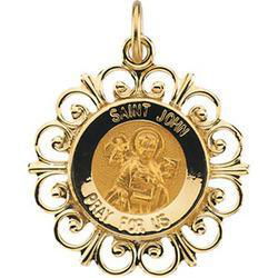 14K Yellow Gold Round St John Pendant Medalyellow 