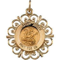 14K Yellow Gold Round St Joseph Pendant Medalyellow 