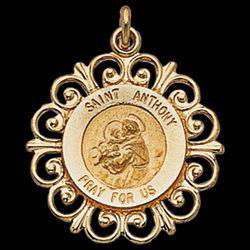 14K Yellow Gold Round St Anthony Pendant Medalyellow 