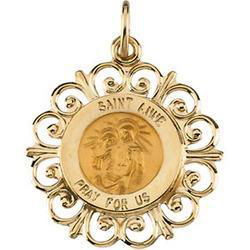 14K Yellow Gold Round St Anne Pendant Medalyellow 