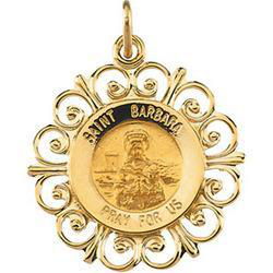 14K Yellow Gold Round St Barbara Pendant Medalyellow 