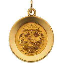 14K Yellow Gold Round Baptism Pendant Medalyellow 