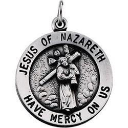 Sterling Silver Round Jesus Of Nazareth Pendant Medalsterling 