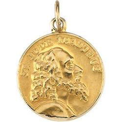 14K Yellow Gold Round St Jude Thaddeus Pendant Medalyellow 