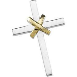 14K Yellow Gold Two Tone Cross Pendantyellow 