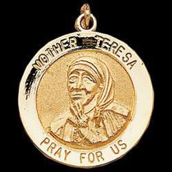 Sterling Silver Pendant Medal Round Mother Teresasterling 