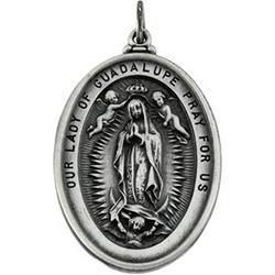 Sterling Silver Oval Lady Of Guadalupe Pendant Medalsterling 