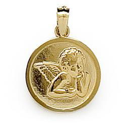 14K Yellow Gold Small Guardian Angel Discyellow 
