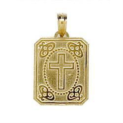 14K Yellow Gold Cross Disc With Lords Prayeryellow 