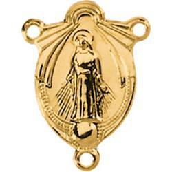 14K Yellow Gold Blessed Virgin Rosary Centeryellow 
