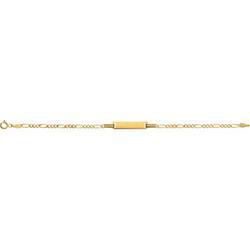 14K Yellow Gold Teen Rectangle I.D Figaro Bracelet - 6 inchesyellow 