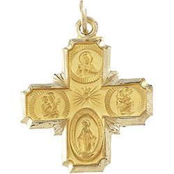 14K Yellow Gold 4-Way Cross Medalyellow 