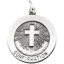 Sterling Silver Round Confirmation Cross Pendant Medalsterling 