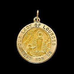 Sterling Silver Round Our Lady Of Lourdes Pendant Medalsterling 