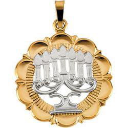 14K Two Tone Gold Menorah Pendanttwo 