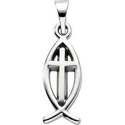 10K Yellow Gold Fish & Cross Pendantyellow 