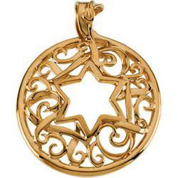 14K Yellow Gold Star Of David Pendantyellow 