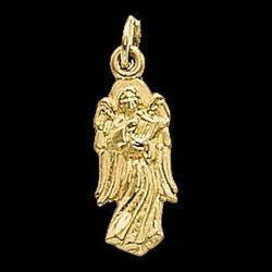 14K White Gold Angel W/Harp Pendantwhite 