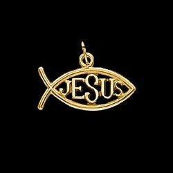 14K White Gold Fish W/"Jesus" Pendantwhite 