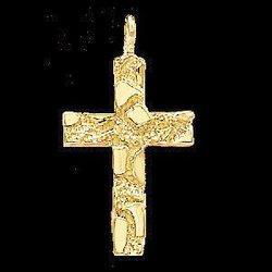 14K Yellow Gold Nugget Cross Pendantyellow 