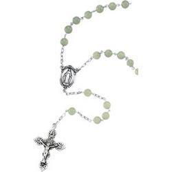 Sterling Silver Mint Green Jade Rosarysterling 