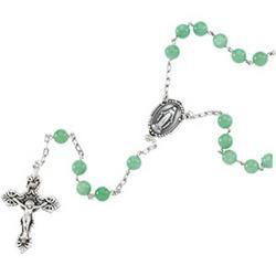 Sterling Silver Green Jade Rosarysterling 