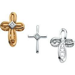 14K White Gold Unity Cross Pendant - Outside Frame Onlywhite 