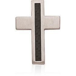 Stainless Steel Cross With Carbon Inlay Pendantstainless 