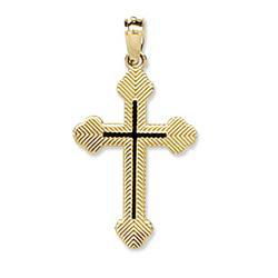 14K Yellow Gold Textured Greek Crossyellow 