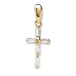 14K White Gold Small Baguette Cubic Zirconia Crosswhite 