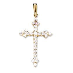 14K Yellow Gold Fancy Cubic Zirconia Crossyellow 