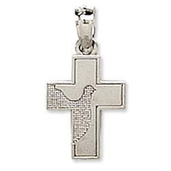 14K White Gold Cross & Dovewhite 