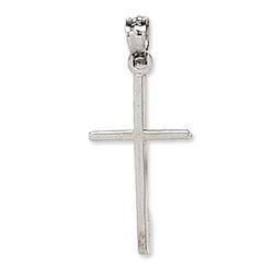 14K White Gold Plain Crosswhite 