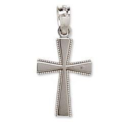 14K White Gold Fancy Filigree Crosswhite 