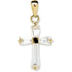 14K White Gold Medium Baguette Cubic Zirconia Crosswhite 
