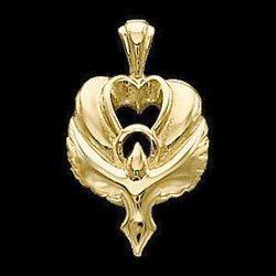 14K Yellow Gold Heart Shaped Holy Spirit Pendantyellow 