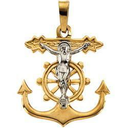 14K Two Tone Gold Mariner's Crosstwo 
