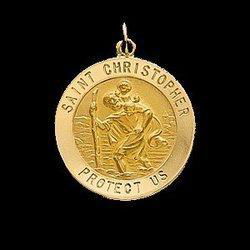 Sterling Silver Round St. Christopher Pendant Medalsterling 