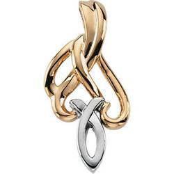 14K Two Tone Gold Fish Pendant & Hidden Bailtwo 