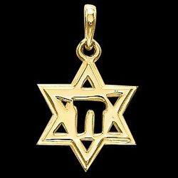 14K Yellow Gold Star Of David Chai Pendantyellow 
