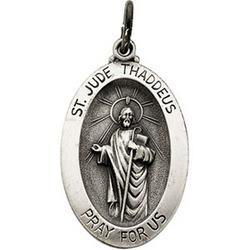 Sterling Silver Oval St Jude Thaddeus Pendant Medalsterling 