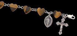 Sterling Silver Tiger Eye Heart Rosary Braceletsterling 