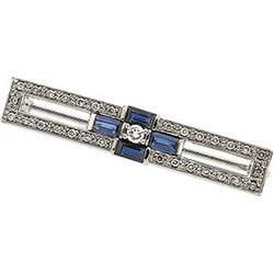 14K White Gold Sapphire & Diamond Broochwhite 