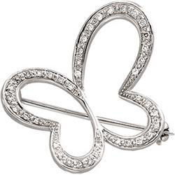 14K White Gold Diamond Broochwhite 