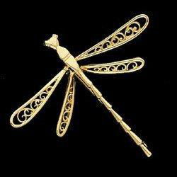 14K Yellow Gold Dragonfly Broochyellow 