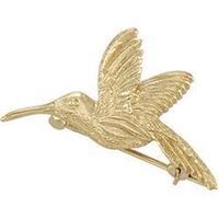 14K Yellow Gold Hummingbird Broochyellow 