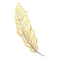 14K Two Tone Gold Feather Broochtwo 