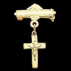 14K Yellow Gold Crucifix Baptismal Pinyellow 