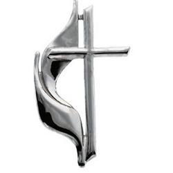 14K White Gold Methodist Cross Lapel Pinwhite 